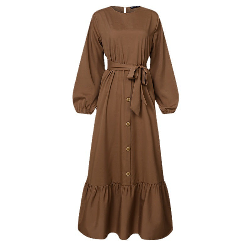 New Autumn Artistic Temperament Women's Pullover Round Neck Large Swing Dress
