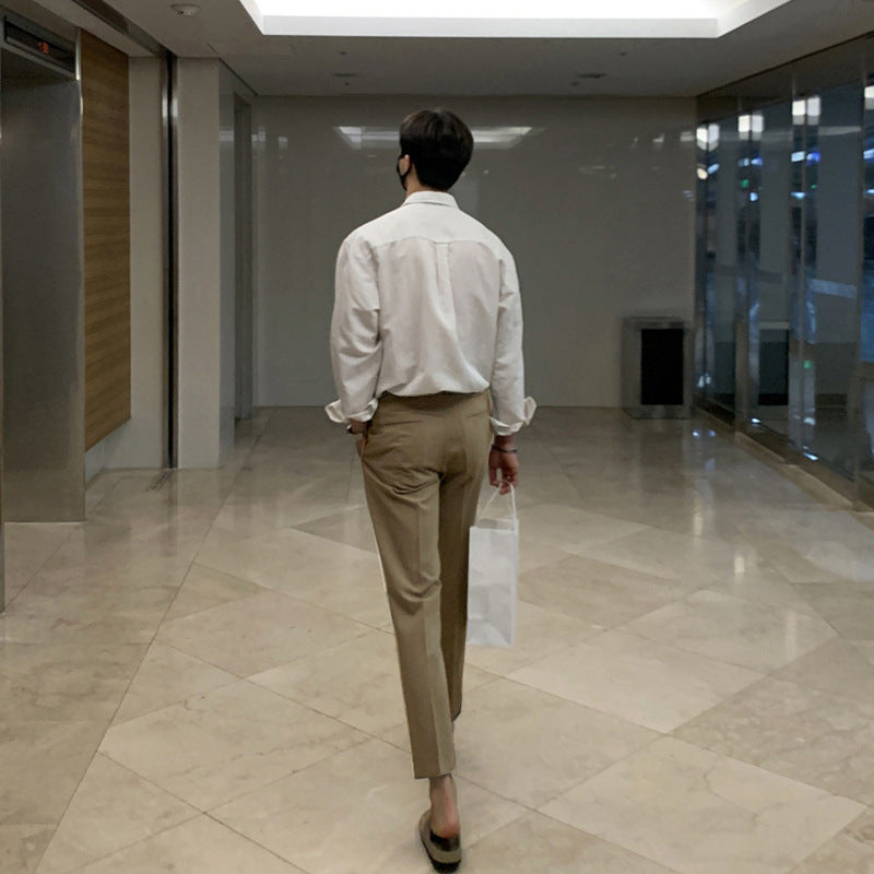 Summer New Men's Slim-fit Korean Style Thin Trousers Casual Straight Pants Youth Trendy Western Pants For Men