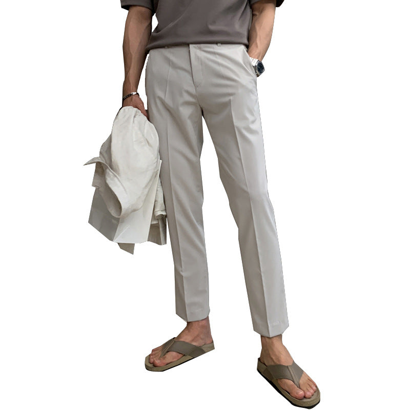 Ironing-free Men's Pants Korean-style Ankle-length Pants Solid Color Straight Casual Pants Ins Trendy Men's Drape Men