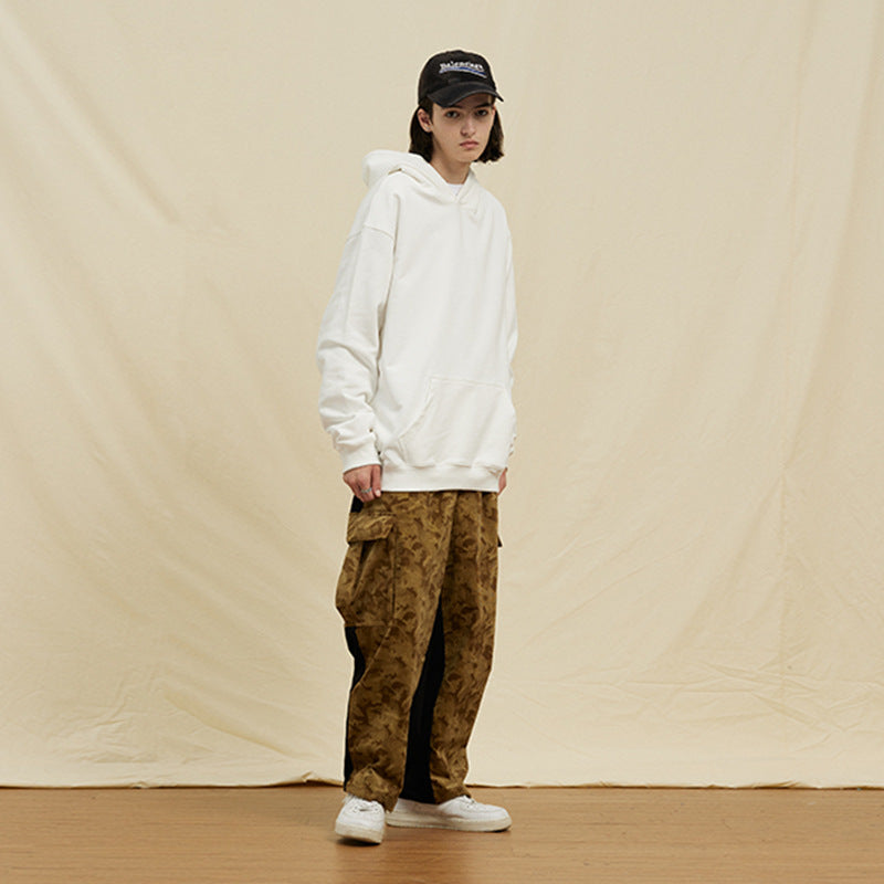 Corduroy Stitching Terry Pants Loose Casual Pants Three-dimensional Pocket Overalls