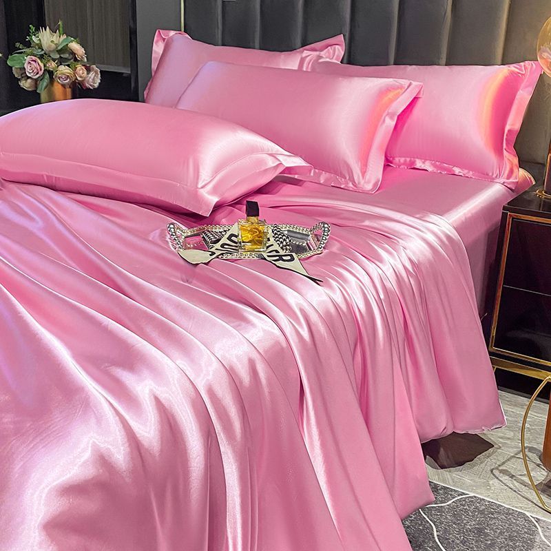 Ice Silk Fabric Double-sided Silk Four-piece Set Mulberry Silk Duvet Cover Sky Silk Bed Sheet