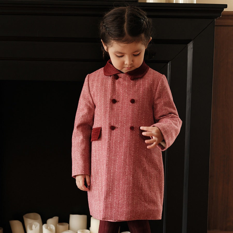 Girls' Coat British Windbreaker High-end Children's Clothing Mid-length Woolen Autumn And Winter New Woolen Children's Thick Wool Coat