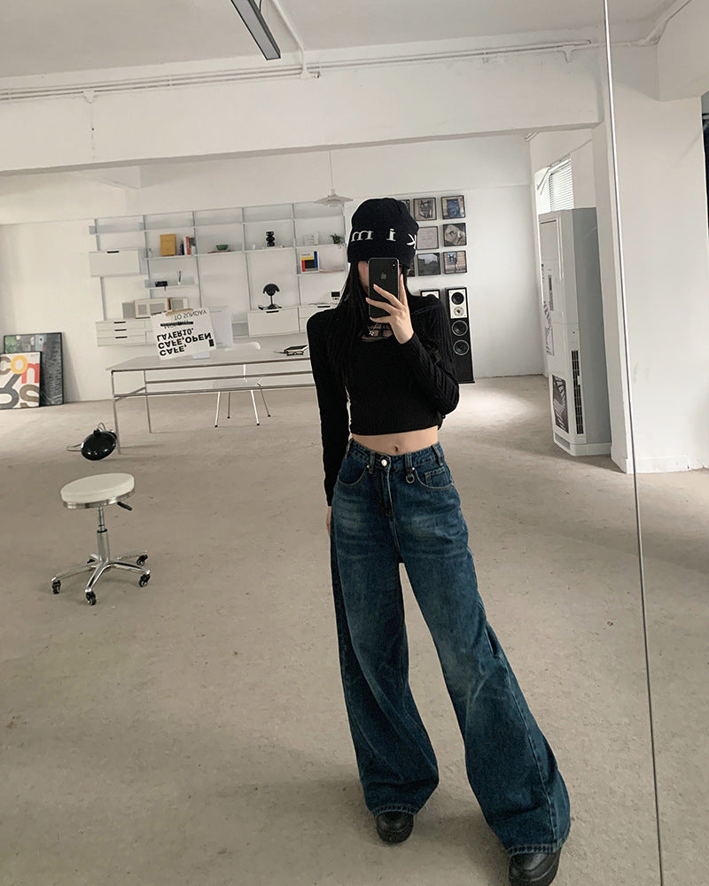 Washed All-match Loose Wide Leg Mop