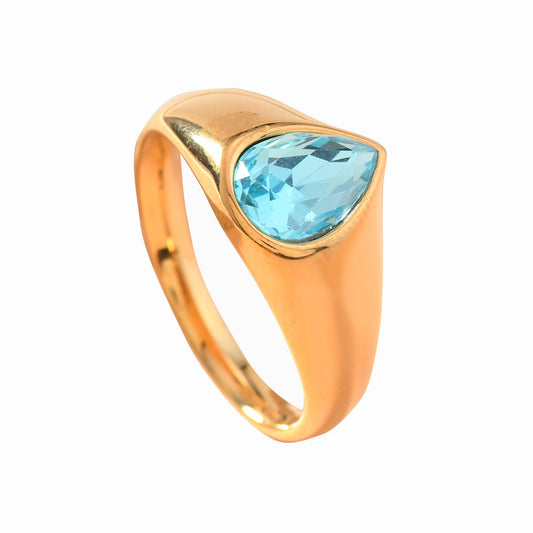 Colorful Rhinestone Rings Fashion Personality Teardrop-shaped Ring For Women Jewelry