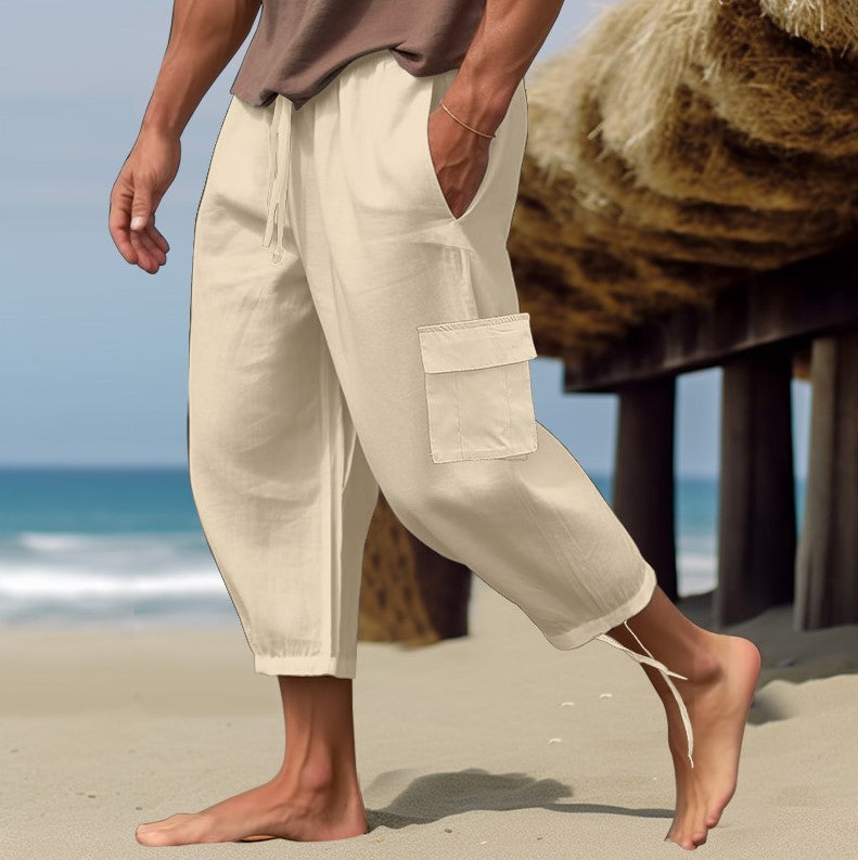 Men's Linen Multi-pocket Loose Casual Working Pants