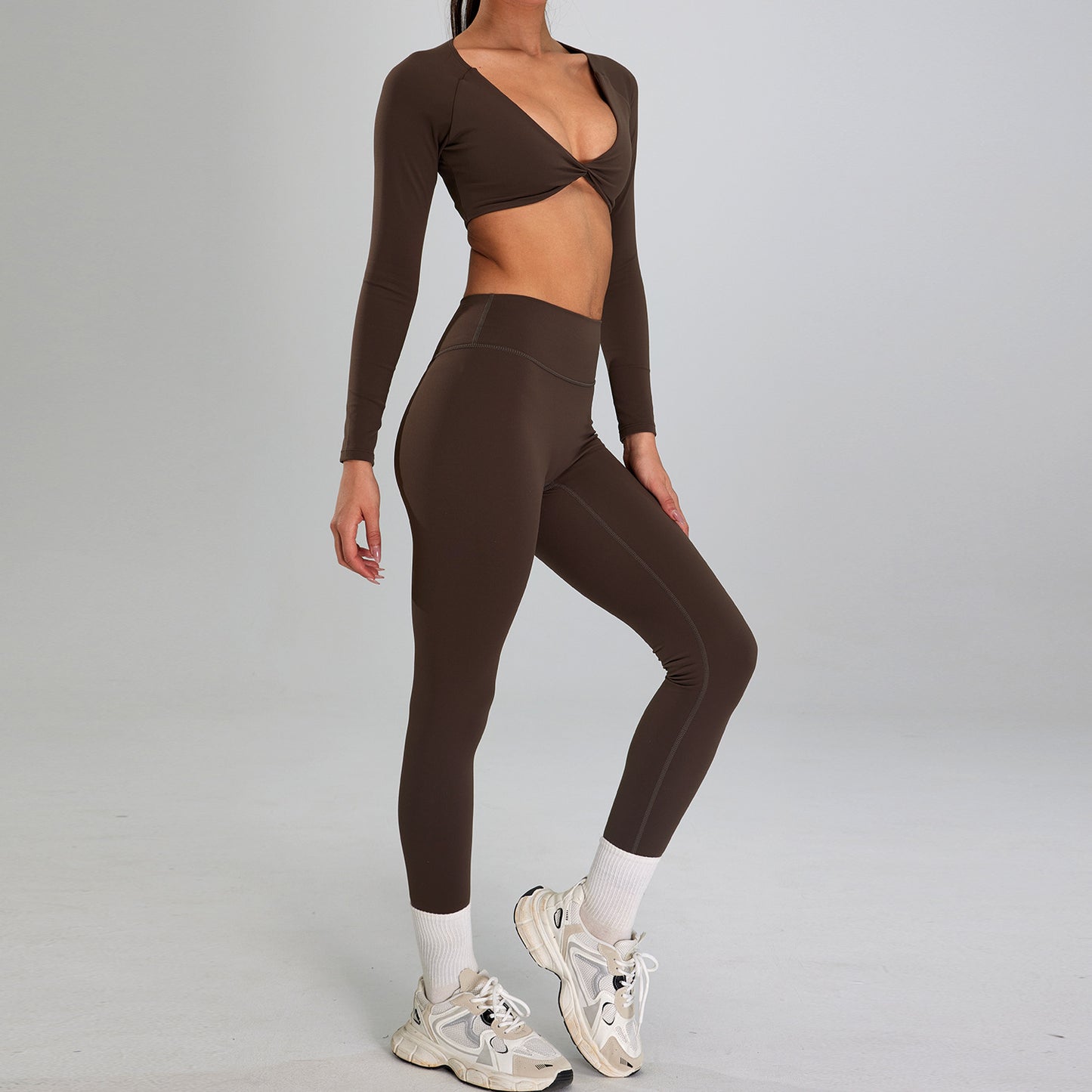 European And American High-intensity Sports Suit Outdoor Running Nude Feel Workout Clothes Slimming High Waist