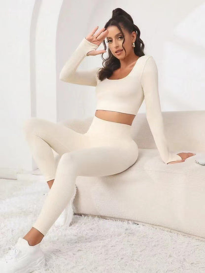 New Thread Seamless Long Sleeve Hip Lifting Trousers Yoga Suit