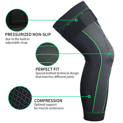 Knitted Straps, Pressurized Sports, Extended Knee Pads, Men&#039;s And Women&#039;s Autumn And Winter Protection, Calf Basketball Football Warm Knee Pads