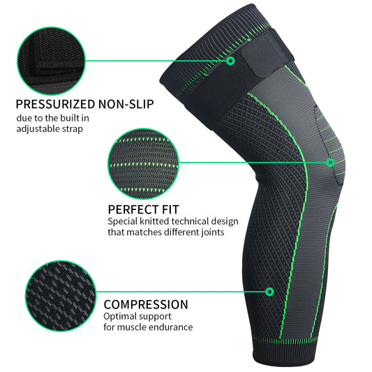 Knitted Straps, Pressurized Sports, Extended Knee Pads, Men&#039;s And Women&#039;s Autumn And Winter Protection, Calf Basketball Football Warm Knee Pads