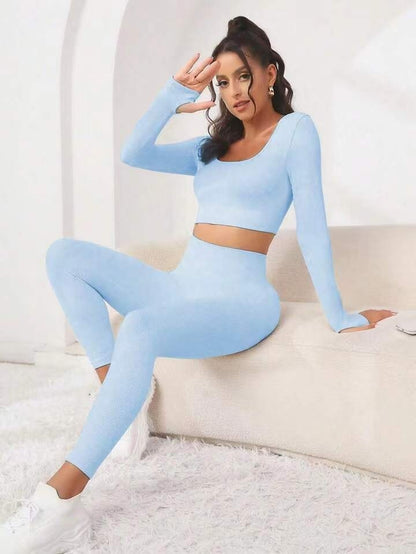 New Thread Seamless Long Sleeve Hip Lifting Trousers Yoga Suit