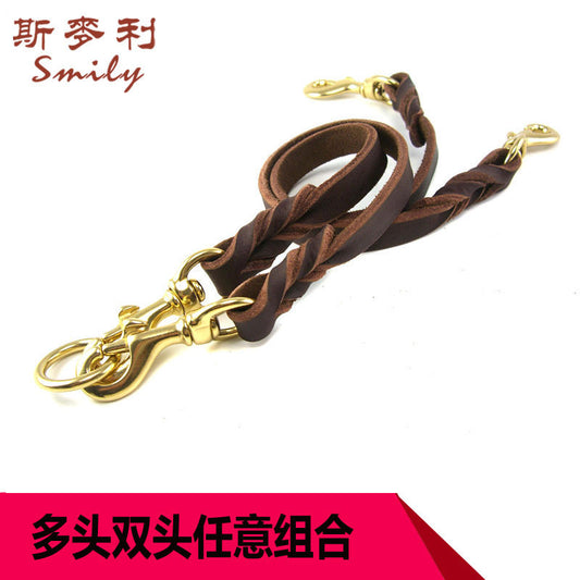 Removable Two Dog Leash One Tow Two Pairs Of Large Dog Cowhide Dog Leash Dog Leash Medium And Large German Shepherd Golden Retriever
