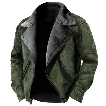 Casual Polo Collar Zipper Jacket Thickened Coat Fur