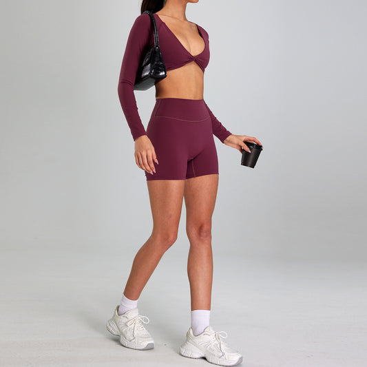 European And American High-intensity Sports Suit Outdoor Running Nude Feel Workout Clothes Slimming High Waist