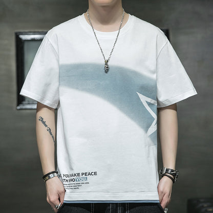 Cotton Short-sleeved Men&#039;s T-shirt Large Size Men&#039;s Fat Loose Casual Summer Half-sleeved Korean Version T-shirt Men&#039;s Bottoming Shirt T