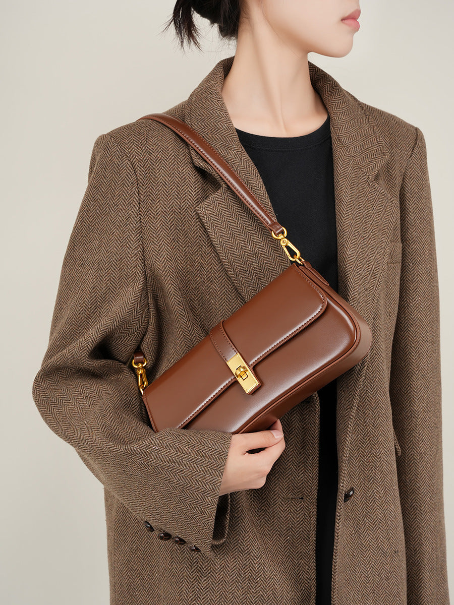 Cowhide High Quality Niche Baguette Bag High-end Underarm Bag Women&#039;s Bag 2024 New All-match Shoulder Crossbody Bag