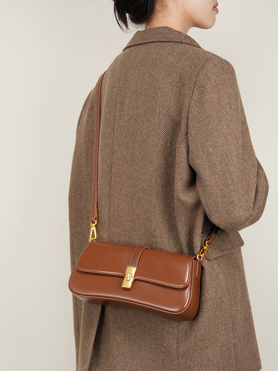 Cowhide High Quality Niche Baguette Bag High-end Underarm Bag Women&#039;s Bag 2024 New All-match Shoulder Crossbody Bag