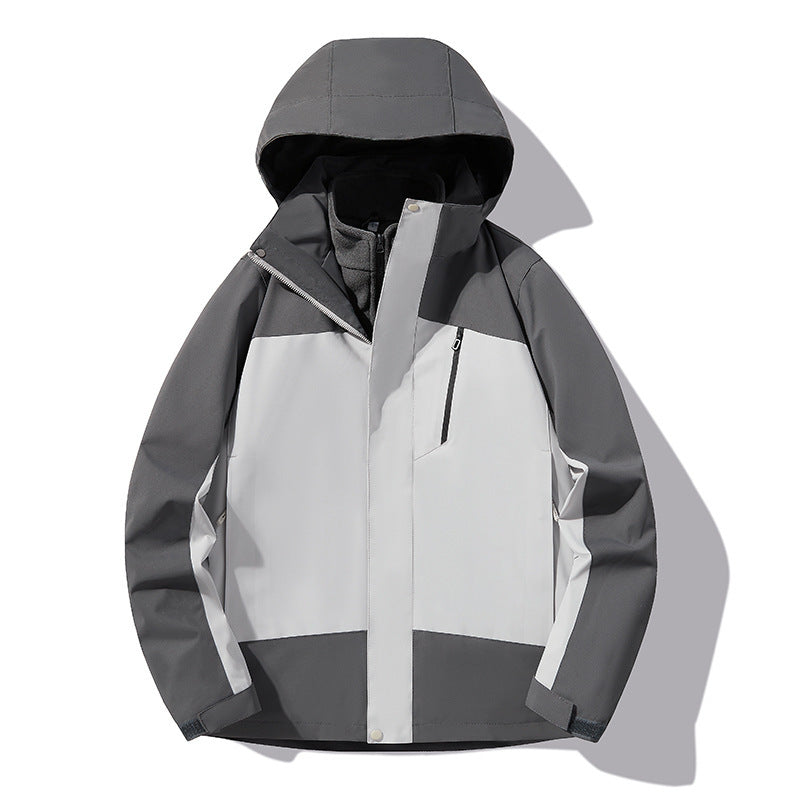 Outdoor Jacket Three-in-one Men And Women New Autumn And Winter Windproof Waterproof Sports Comfortable Warmth Removable Mountaineering Suit