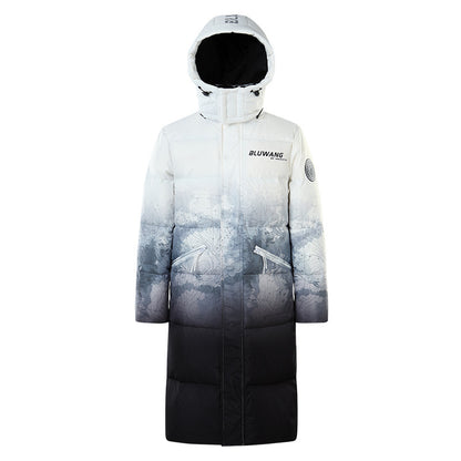 Couples Down Jacket Men&#039;s Long Section Over The Knee Thickened Winter Hooded Trend Loose Youth Men&#039;s And Women&#039;s Same Style Trendy Brand Jacket