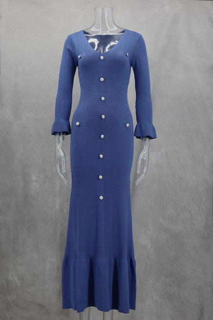 Fallwinter Slim Knitted Long Sleeve Fishtail Dress