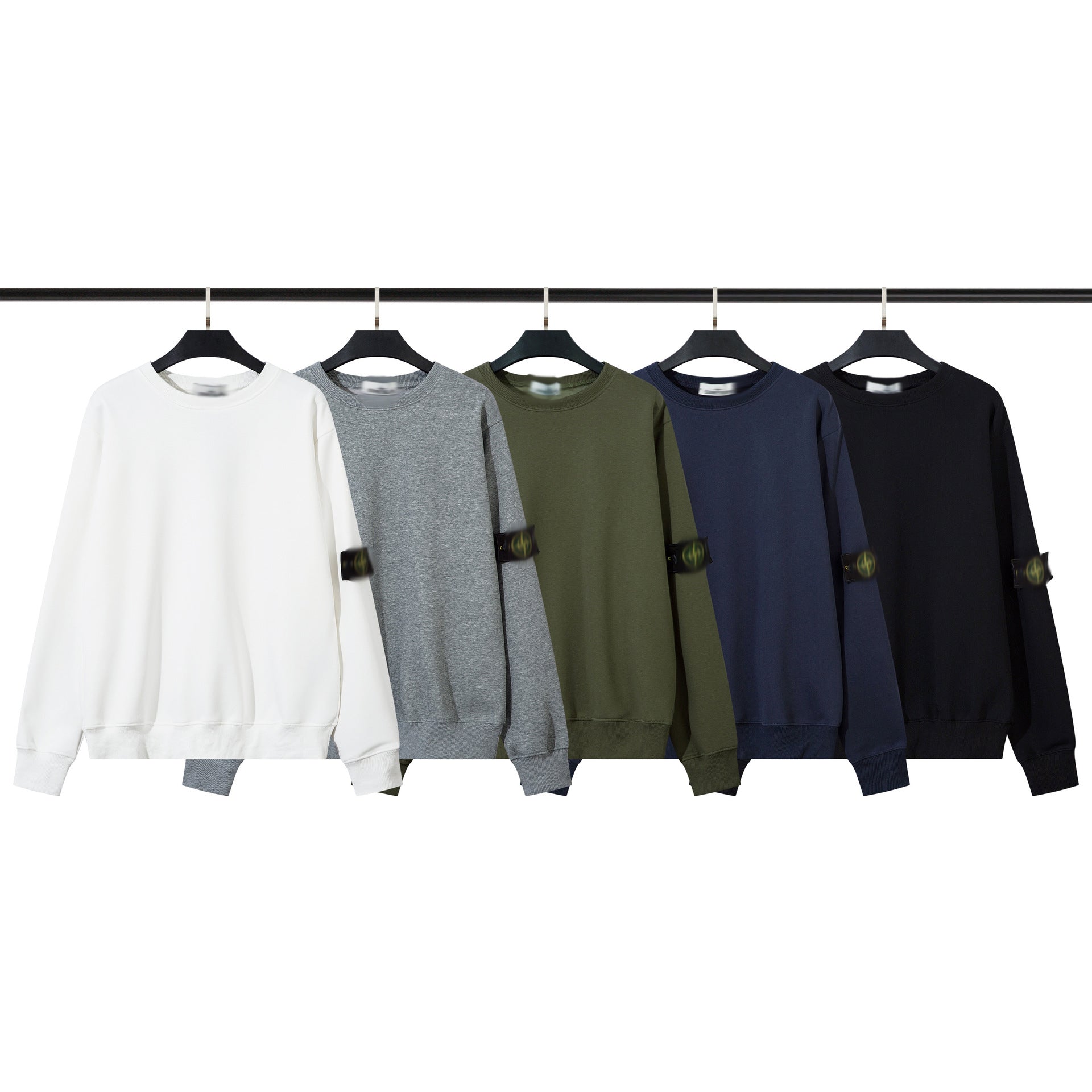 Cross-border STONE Stone Island Basic Arms Round Neck And Fluff Loop Solid Color Sweatshirt Long Sleeve Jacket For Men And Women