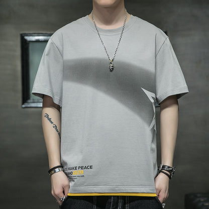 Cotton Short-sleeved Men&#039;s T-shirt Large Size Men&#039;s Fat Loose Casual Summer Half-sleeved Korean Version T-shirt Men&#039;s Bottoming Shirt T