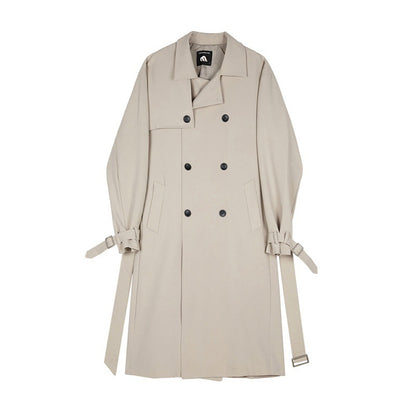 MYQ Autumn New Mid-length Windbreaker Men&#039;s Korean-style Trendy Over-the-knee Loose Handsome Coat British Style Coat