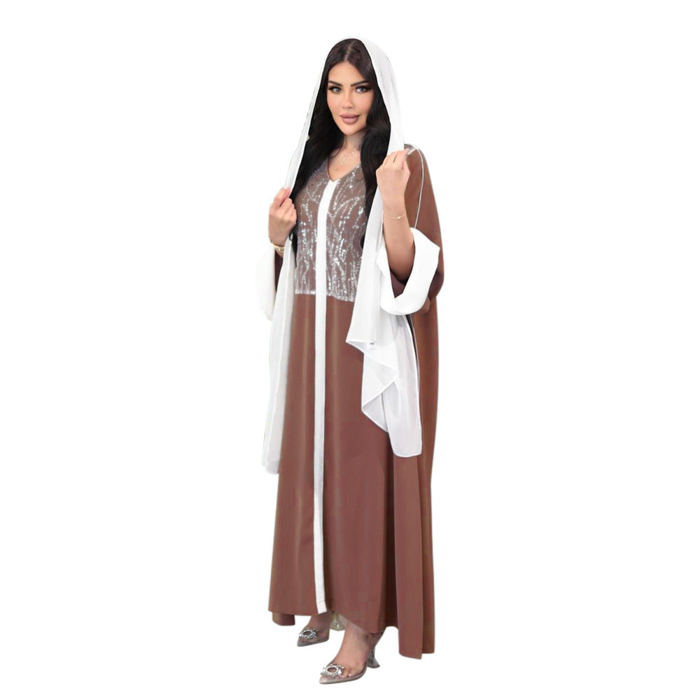 Satin Color Contrast Patchwork Dress