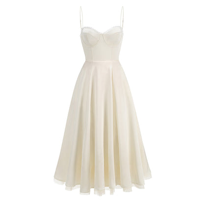 Foreign Trade High-end Cross-border Women&#039;s Sexy Sling Strap Hard Net Large Skirt Dress Long Dress Elegant Slim-fit Dress Skirt