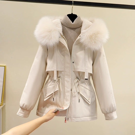 Parker Women&#039;s Cotton-padded Jacket 23 Winter New Style Plus Velvet Thickened Cotton-padded Jacket Korean Version Small Short Down-padded Jacket