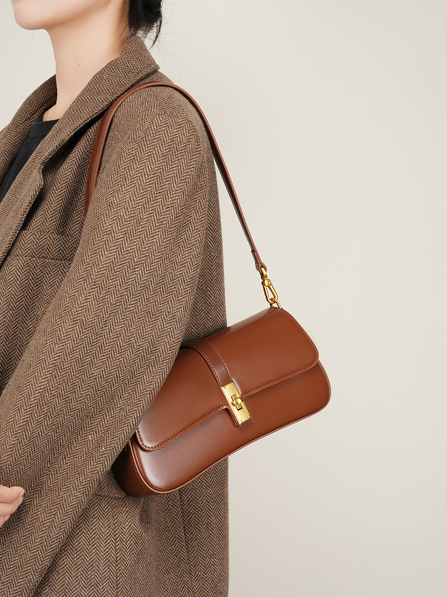 Cowhide High Quality Niche Baguette Bag High-end Underarm Bag Women&#039;s Bag 2024 New All-match Shoulder Crossbody Bag