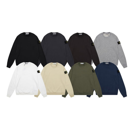 Cross-border STONE Stone Island Basic Arms Round Neck And Fluff Loop Solid Color Sweatshirt Long Sleeve Jacket For Men And Women