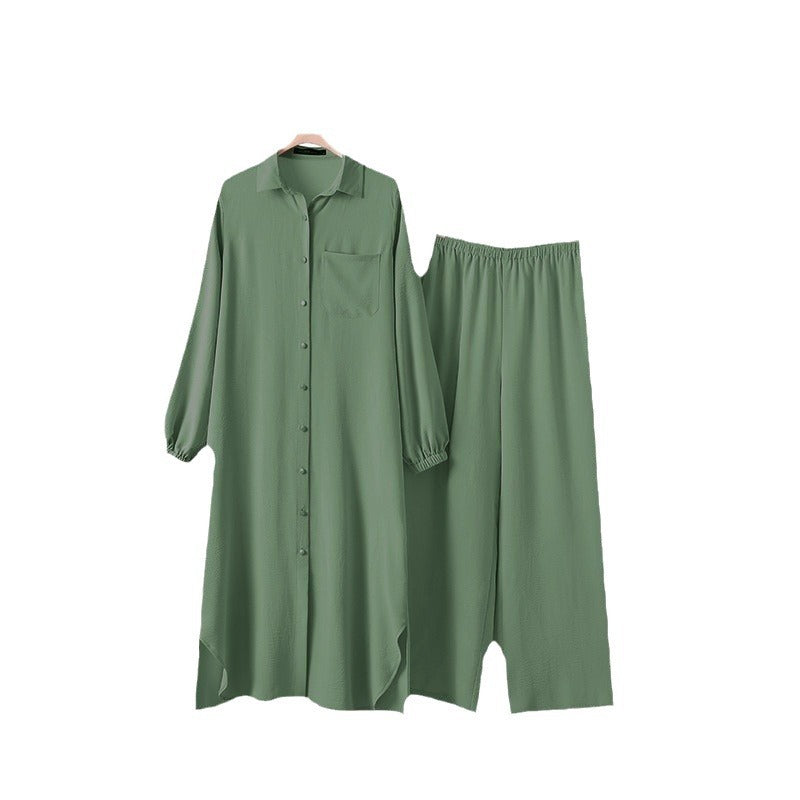 Muslim Women&#039;s Arabic Style Spring Autumn Casual Dress Set Mushroom Button Fashionable Long Skirt Polyester Viscose Blend