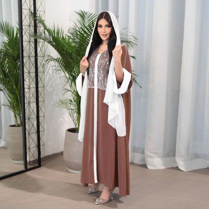 Satin Color Contrast Patchwork Dress