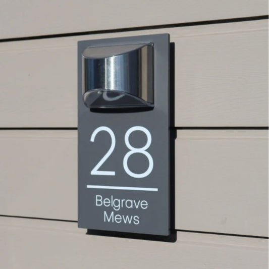 House Number Address Plate Solar House Logo LED Luminous Contemporary Modern House Number Plate