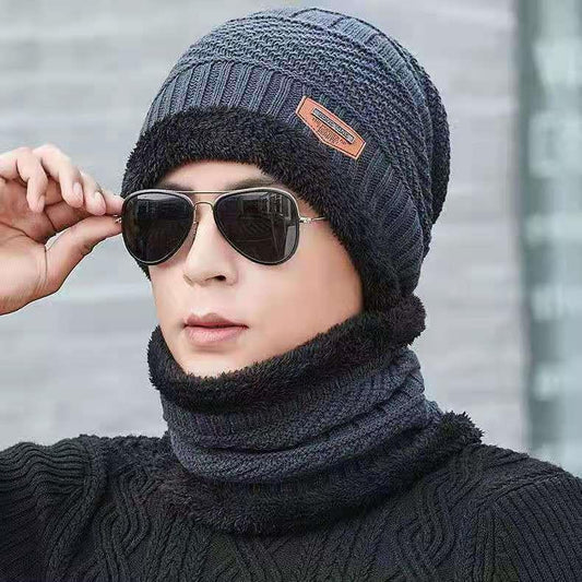 Hat Men&#039;s Winter Knitted Wool Hat Fleece-lined Thickened Korean Style Fashionable Warm Cold-proof Cycling Men&#039;s Cotton Hat In Autumn And Winter