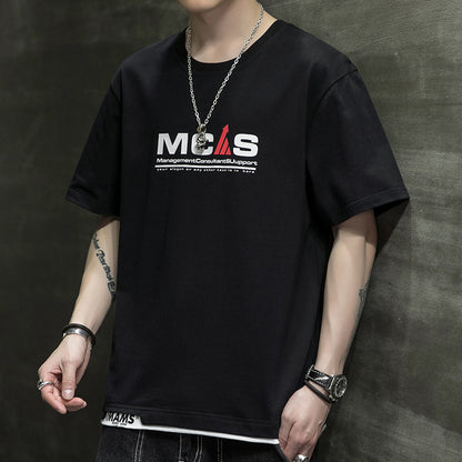 Cotton Short-sleeved Men&#039;s T-shirt Large Size Men&#039;s Fat Loose Casual Summer Half-sleeved Korean Version T-shirt Men&#039;s Bottoming Shirt T