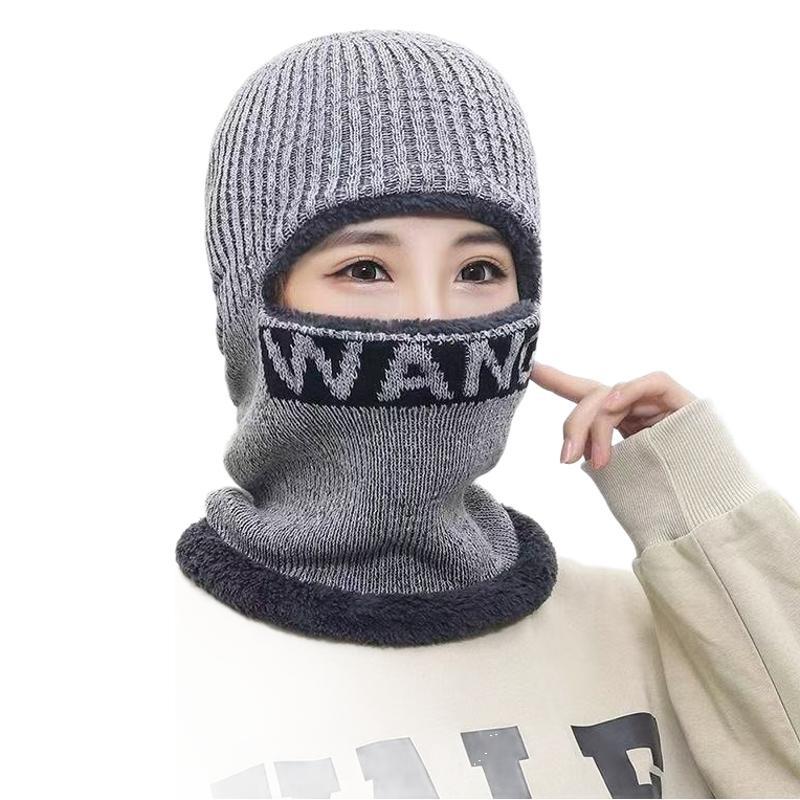 Winter Men&#039;s Hat One-piece Wool Hat Fleece-lined Thickened Warm Pullover Cycling Ear Protection Windproof Solid Color Knitted Hat