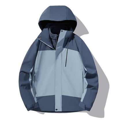 Outdoor Jacket Three-in-one Men And Women New Autumn And Winter Windproof Waterproof Sports Comfortable Warmth Removable Mountaineering Suit
