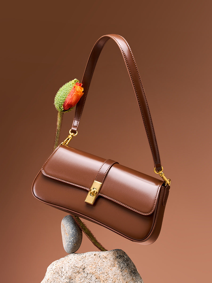 Cowhide High Quality Niche Baguette Bag High-end Underarm Bag Women&#039;s Bag 2024 New All-match Shoulder Crossbody Bag