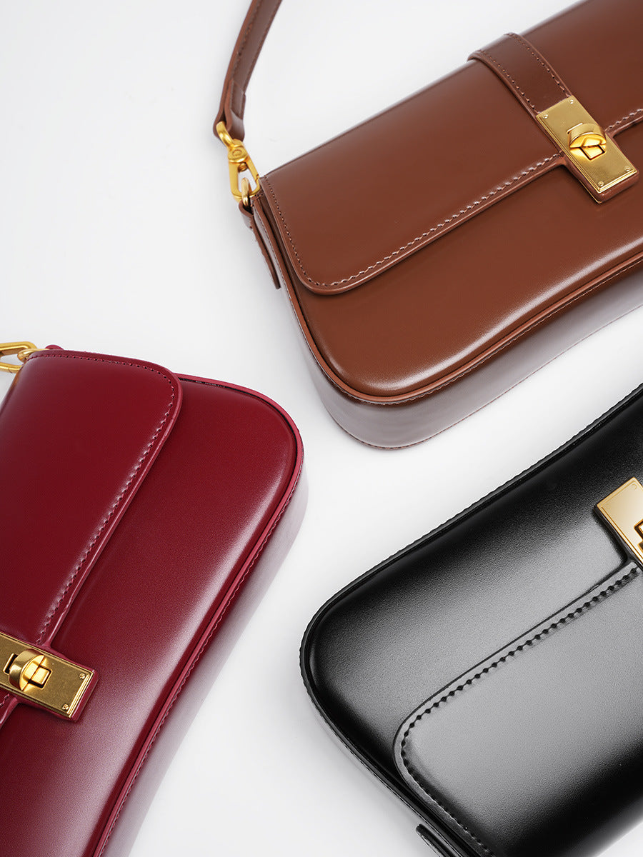 Cowhide High Quality Niche Baguette Bag High-end Underarm Bag Women&#039;s Bag 2024 New All-match Shoulder Crossbody Bag