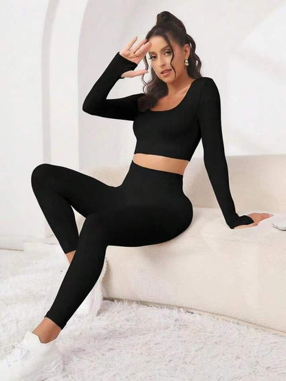 New Thread Seamless Long Sleeve Hip Lifting Trousers Yoga Suit