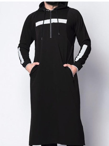 Foreign Trade Saudi Arabian Men's Hooded Pockets Hui Shirt Sleeve Islamic Men's Robe